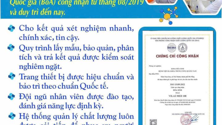 Khoa Hóa sinh Bệnh viện Đa khoa Trung ương Quảng Nam: Tự hào đạt chứng chỉ ISO 15189:2022