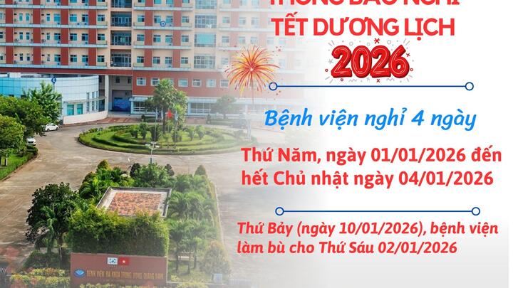Bệnh viện Đa khoa Trung ương Quảng Nam Thông báo nghỉ Tết dương lịch 2026